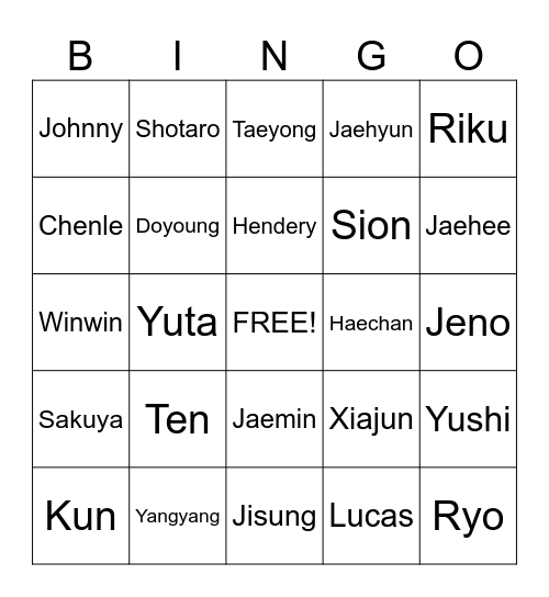 NCT BINGO Card