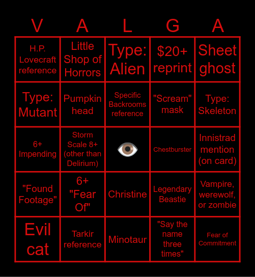 Duskmourn Bingo Card