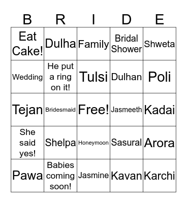 JASMINE CHALI SASURAL! Bingo Card