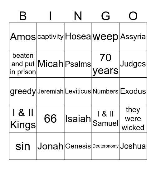 BIBLE Bingo Card