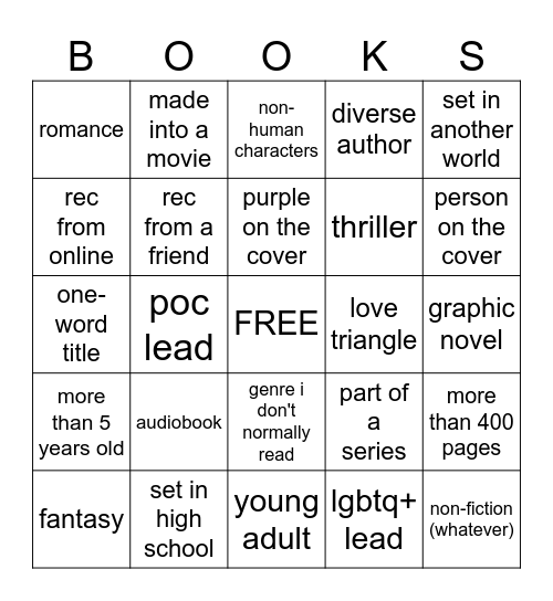 book bingo Card