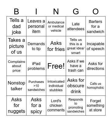 Red Rocks Bingo Card