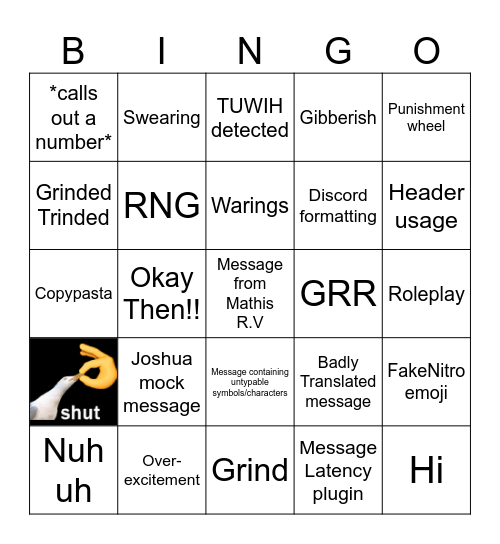 The Official FG Bingo Card