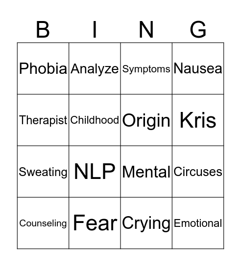 Coulrophobia Bingo Card