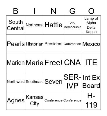 Alpha Delta Kappa Bingo Card