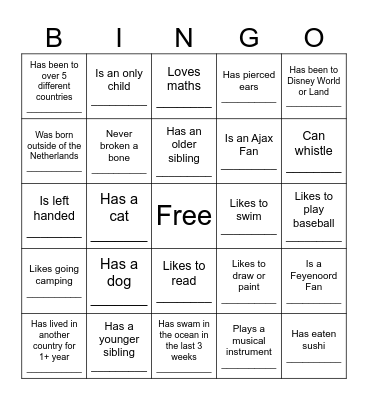 Get to Know Bingo Card
