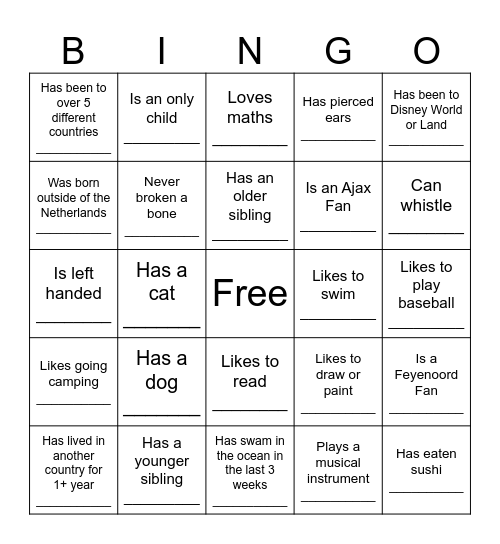 Get to Know Bingo Card