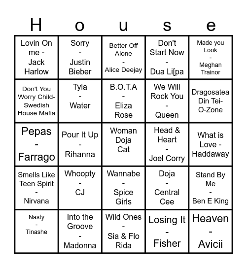 Dance ! Bingo Card
