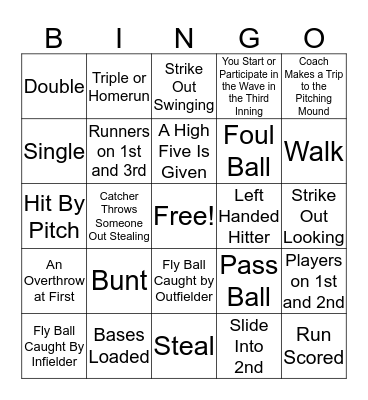 Baseball Bingo Card