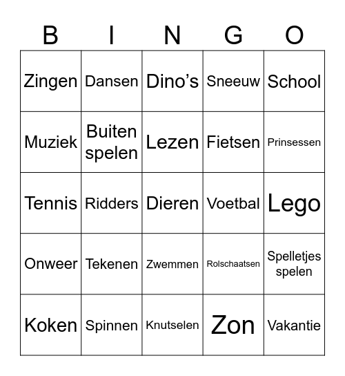 Hou jij van ... Bingo Card