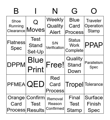 COMPANY BINGO Card