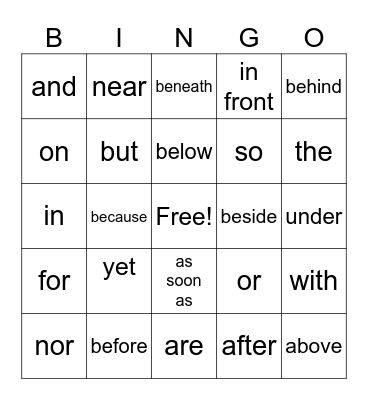 SIGHT WORDS Bingo Card