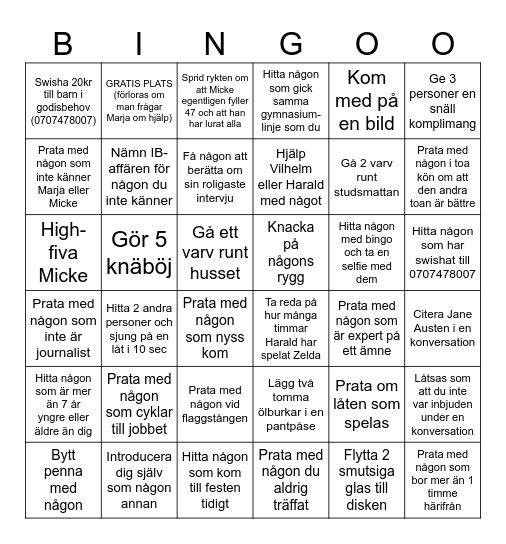 Mingel Bingo Card