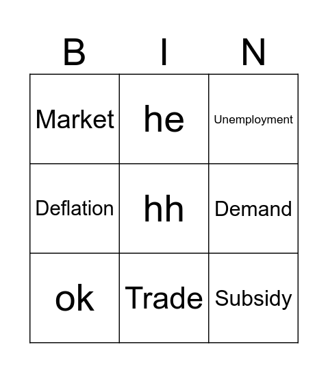 Mixer Bingo Card