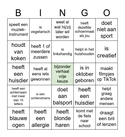 Kennismakingsbingo Card