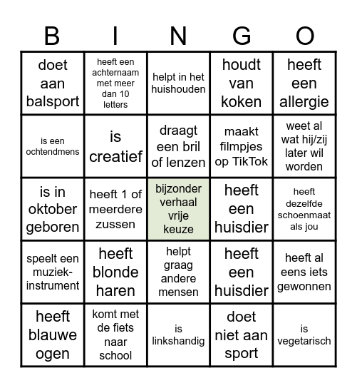 Kennismakingsbingo Card