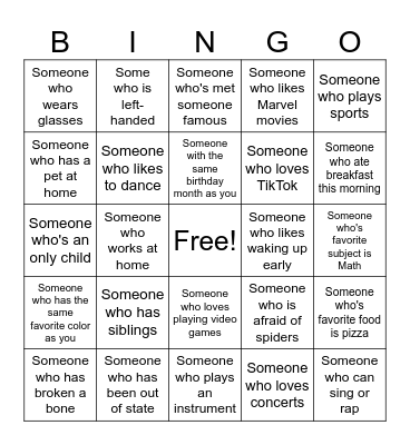 Human Bingo Card