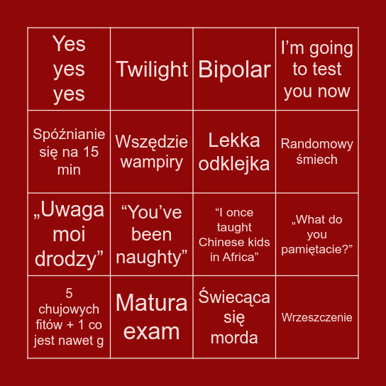 W I Ś N I A Bingo Card
