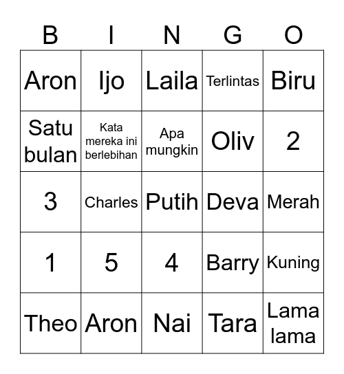 Barry ❤️ Sabrina Bingo Card