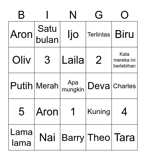 Barry ❤️ Sabrina Bingo Card