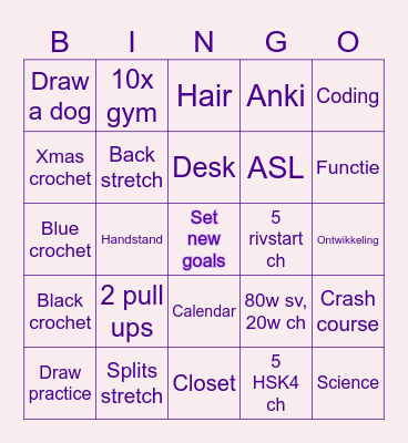 Goals Bingo Card