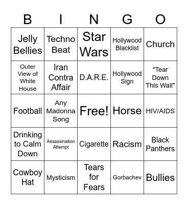 Reagan Bingo Card