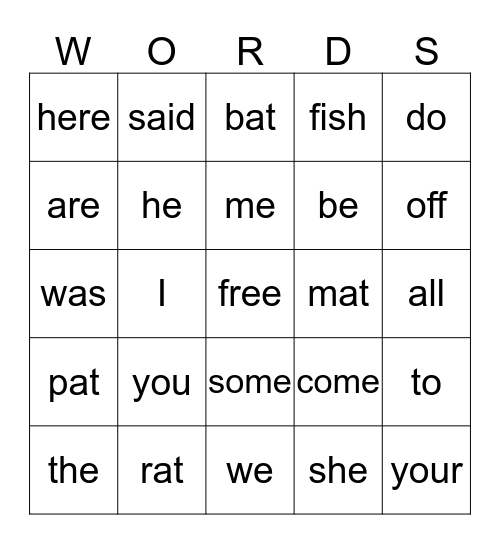 Cookie Monster Sight Words Bingo Card