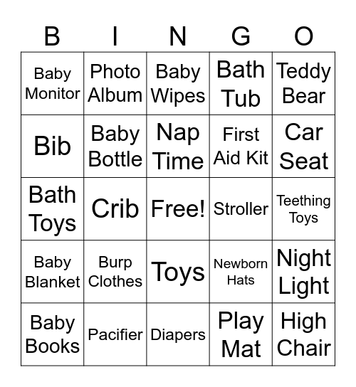 Baby Bingo Card