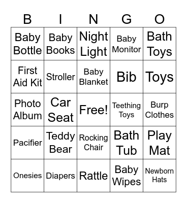 Baby Bingo Card