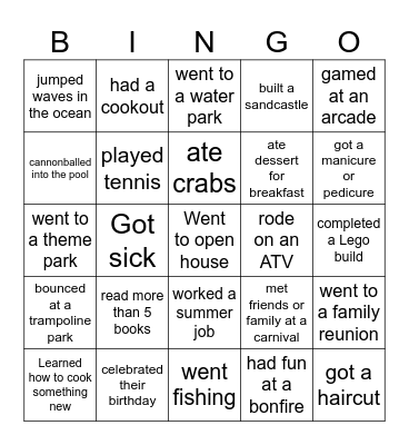 Back to School Bingo Card