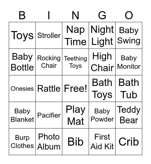 Baby Bingo Card