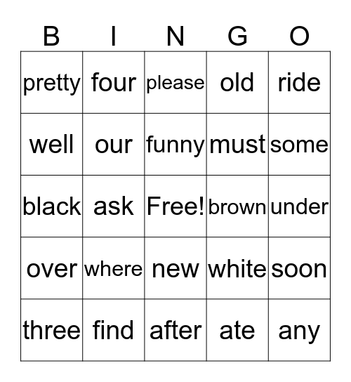 Red Words Bingo Card