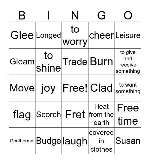 Reading Genie Bingo  Bingo Card