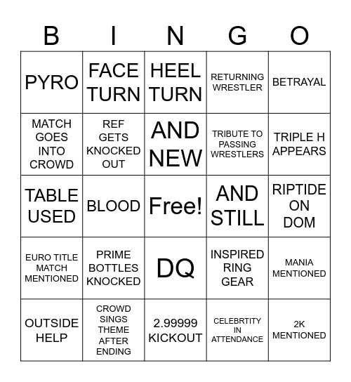 BASH IN BINGO Card