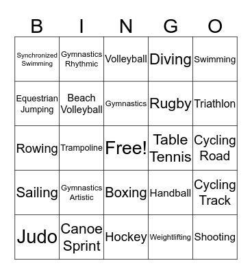 SUMMER OLYMPICS 2016 Bingo Card