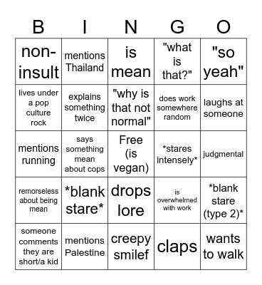 Eli Bingo Card