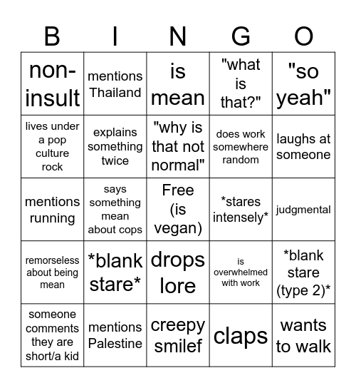 Eli Bingo Card