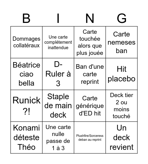 Banlist Bingo Card