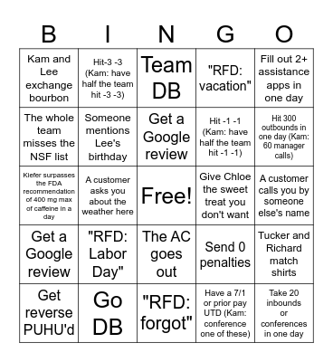 September Bingo Card