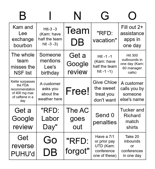 September Bingo Card