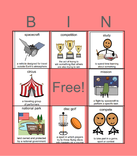 23-24 N2Y Vocabulary Bingo Card