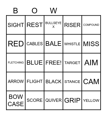 Archery Bingo Card