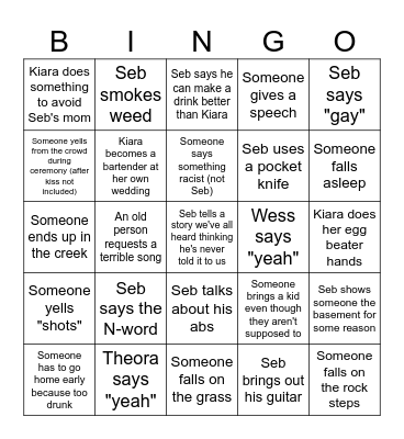 Seb & Kiara Wedding Bingo Card