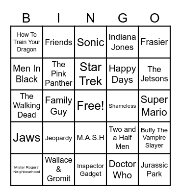 Theme Songs Bingo Card