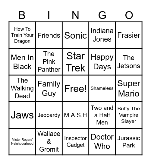 Theme Songs Bingo Card