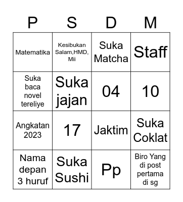 Soal Keempat Bingo Card