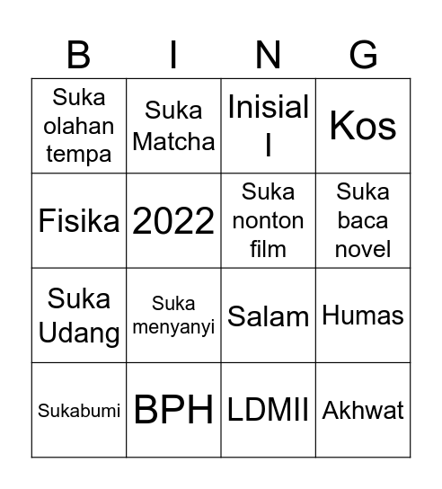 Untitled Bingo Card