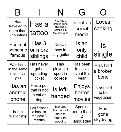 Find Someone Who... Bingo Card