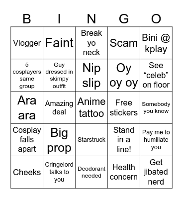 Anime Impulse Board Bingo Card