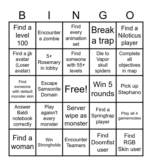 PC2 BING IN MY GO Bingo Card